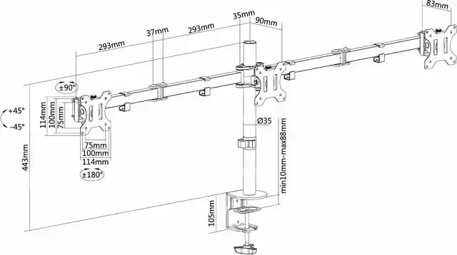 MONITORARM NEOMOUNTS D550D3 10 27 INCH