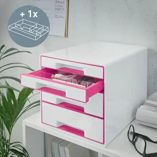 LADENBLOK LEITZ WOW 4 LADEN WIT/ROZE