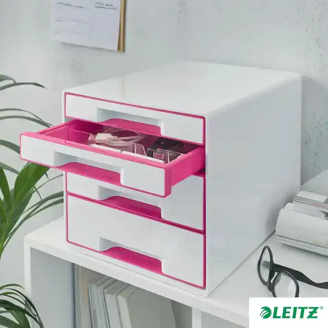 LADENBLOK LEITZ WOW 4 LADEN WIT/ROZE