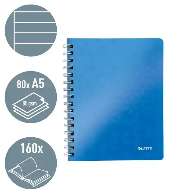 NOTITIEBOEK LEITZ WOW A5 SPIRAAL 160PG