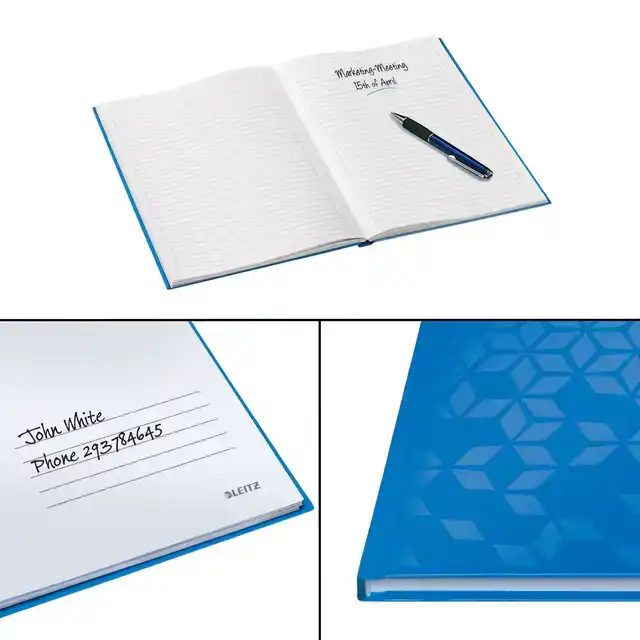 NOTITIEBOEK LEITZ WOW A4 LIJN 80V BLAUW