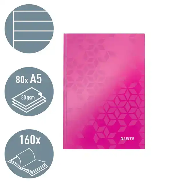 NOTITIEBOEK LEITZ WOW A5 160BLZ 90GR