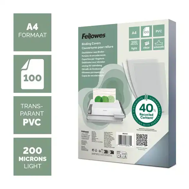 VOORBLAD FELLOWES A4 PVC 200MICRON