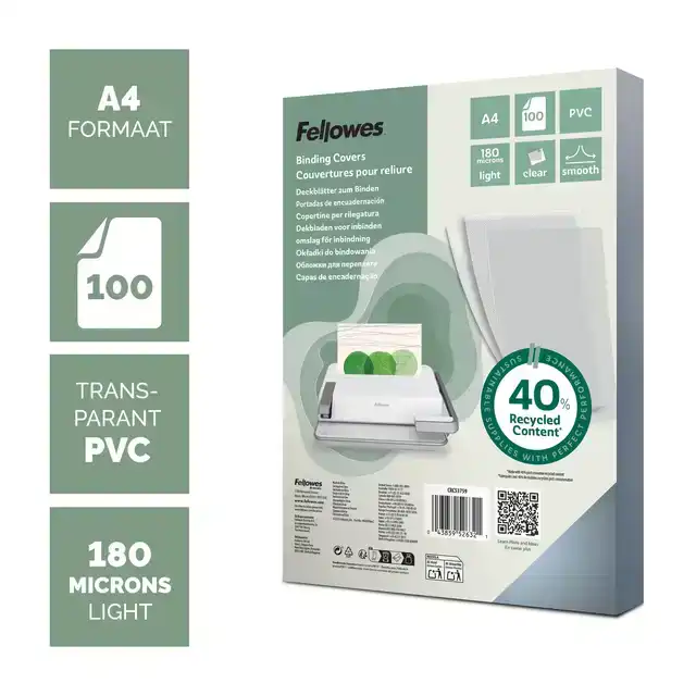 VOORBLAD FELLOWES A4 PVC 180MICRON