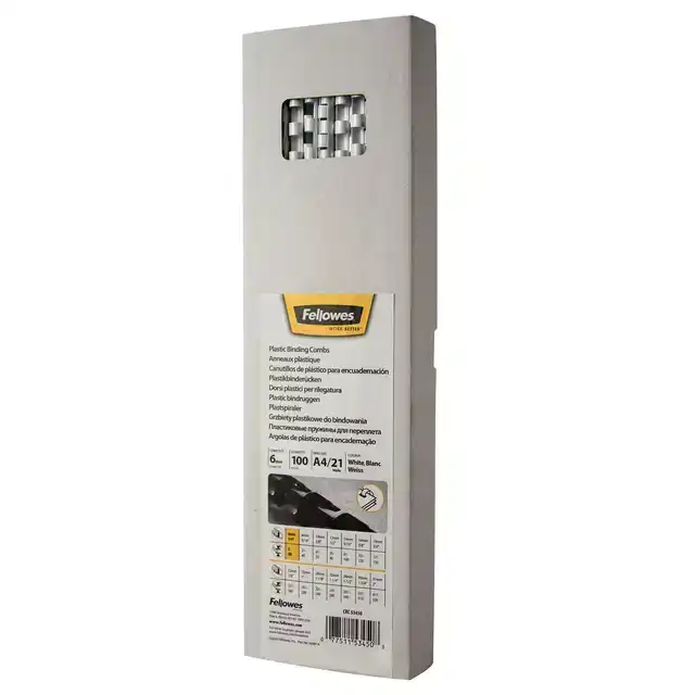 BINDRUG FELLOWES 6MM 21RINGS A4 WIT