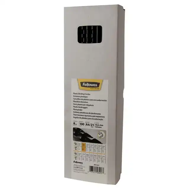 BINDRUG FELLOWES 8MM 21RINGS A4 ZWART