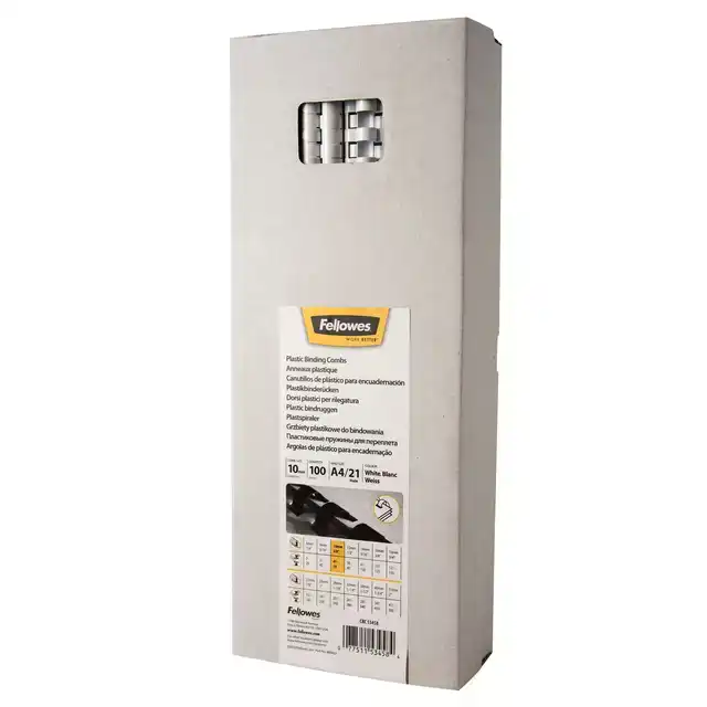BINDRUG FELLOWES 10MM 21RINGS A4 WIT