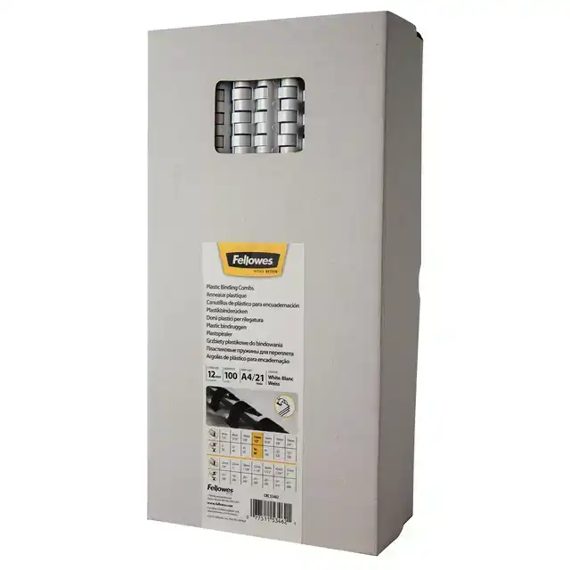 BINDRUG FELLOWES 12MM 21RINGS A4 WIT