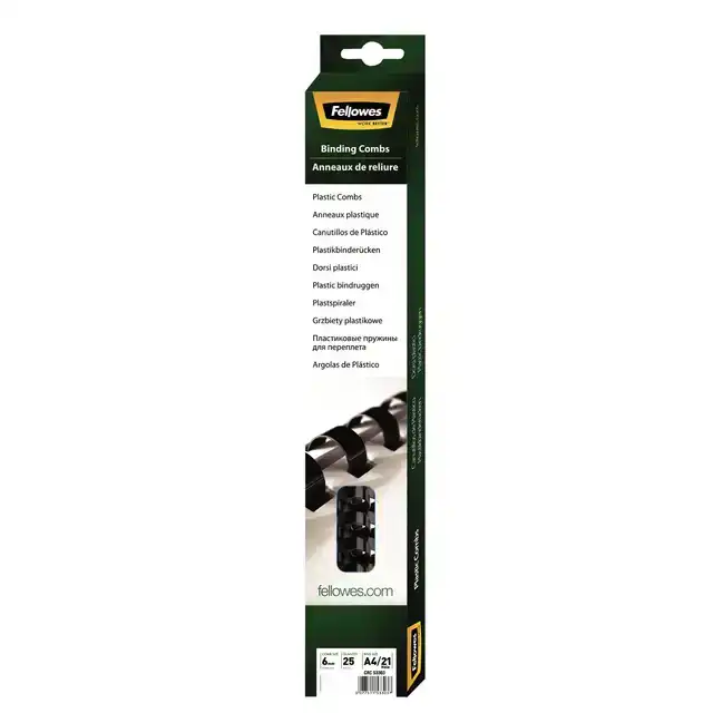 BINDRUG FELLOWES 6MM 21RINGS A4 ZWART