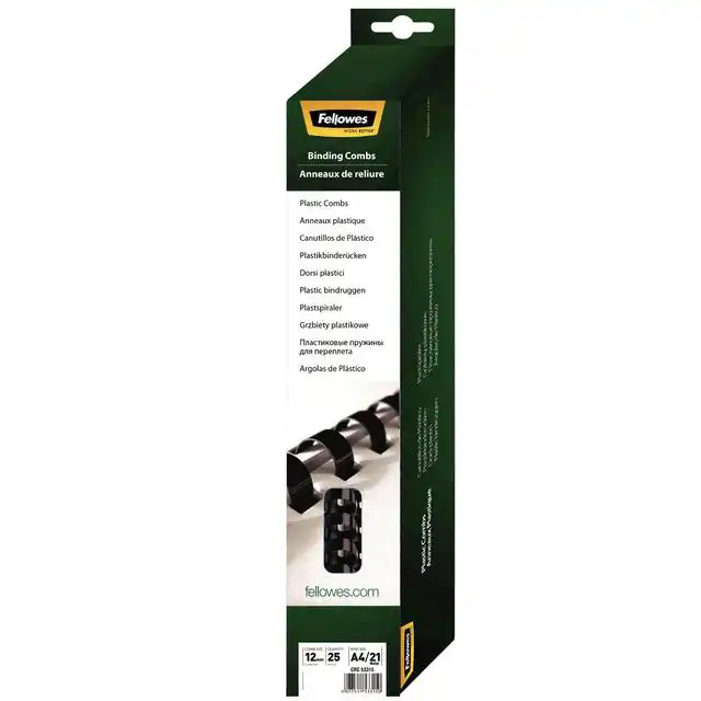 BINDRUG FELLOWES 12MM 21RINGS A4 ZWART