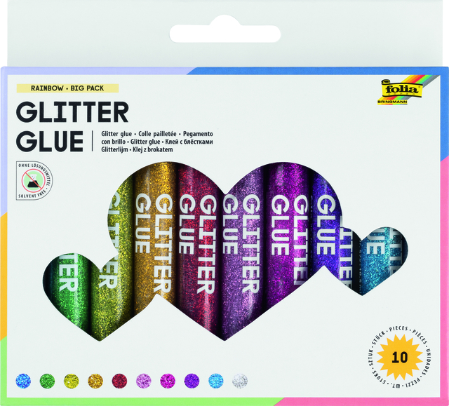 GLITTERLIJM FOLIA 9.5ML 10 KLEUREN