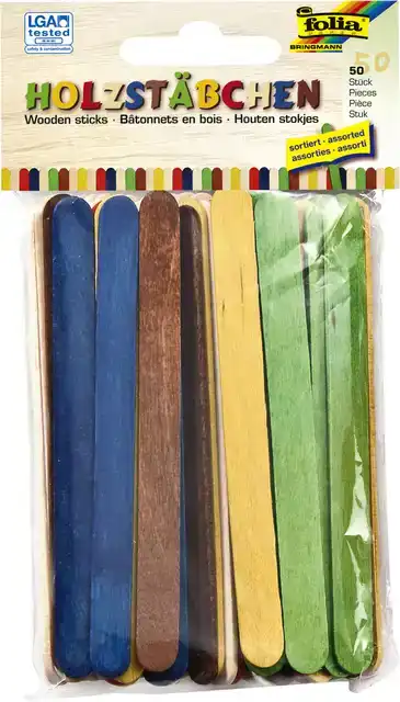 STOKJE FOLIA HOUT ASSORTI