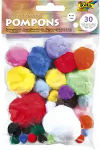 POMPON FOLIA 30ST DIVERSE KLEUREN EN