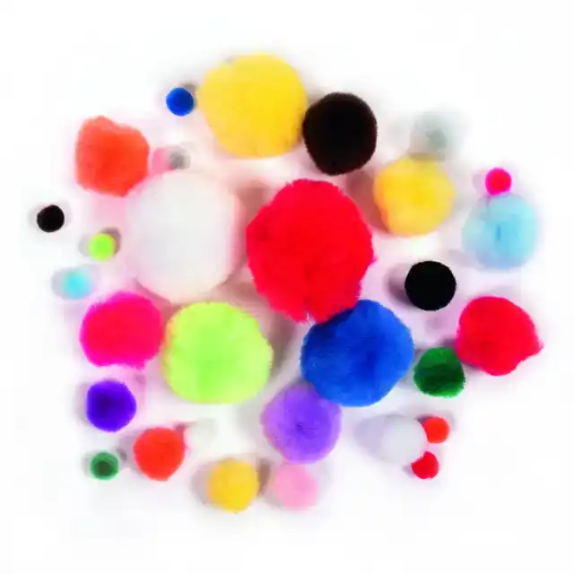 POMPON FOLIA 30ST DIVERSE KLEUREN EN