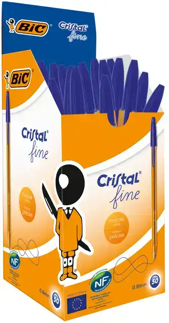 BALPEN BIC CRISTAL F BLAUW