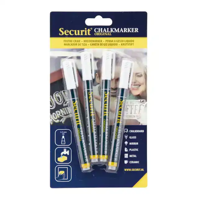 KRIJTSTIFT SECURIT SMA-100 ROND WIT CHALKMARKERS/WINDOW STENCILS