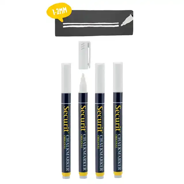 KRIJTSTIFT SECURIT SMA-100 ROND WIT CHALKMARKERS/WINDOW STENCILS