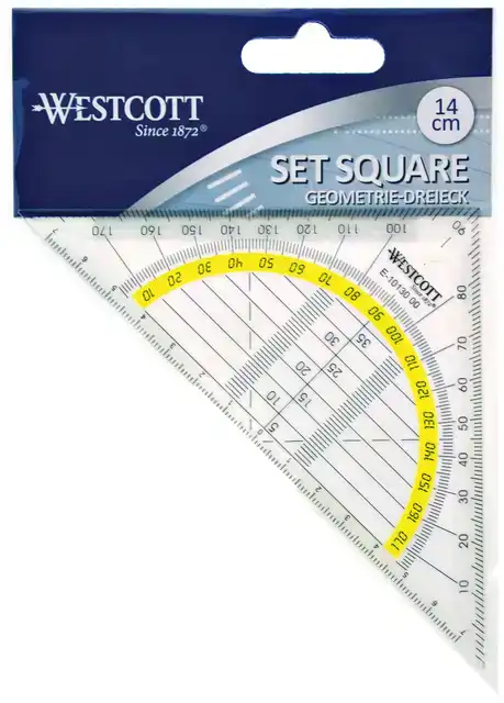 GEODRIEHOEK WESTCOTT 14CM TRANSPARANT