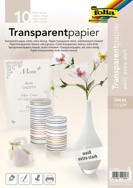 TRANSPARANT PAPIER FOLIA A4 115GR WIT