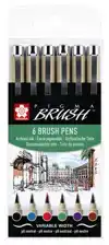 BRUSHPEN SAKURA PIGMA BRUSH SET 6 STUKS
