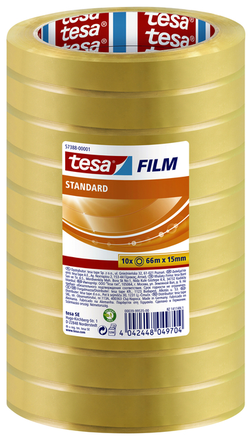 PLAKBAND TESAFILM STANDAARD 66MX15MM