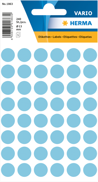 ETIKET HERMA 1863 ROND 12MM BLAUW