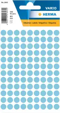 ETIKET HERMA 1843 ROND 8MM BLAUW