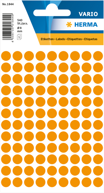 ETIKET HERMA 1844 ROND 8MM FLUOR ORANJE