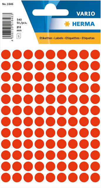 ETIKET HERMA 1846 ROND 8MM FLUOR ROOD