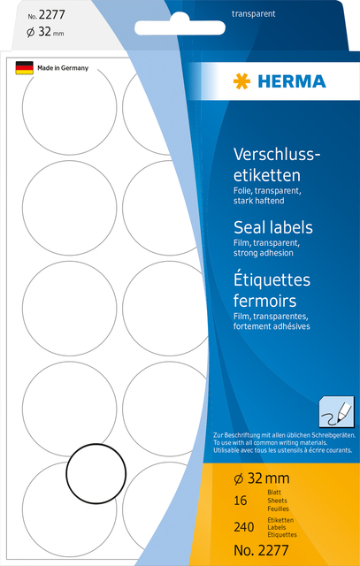 ETIKET HERMA 2277 ROND 32MM TRANSPARANT