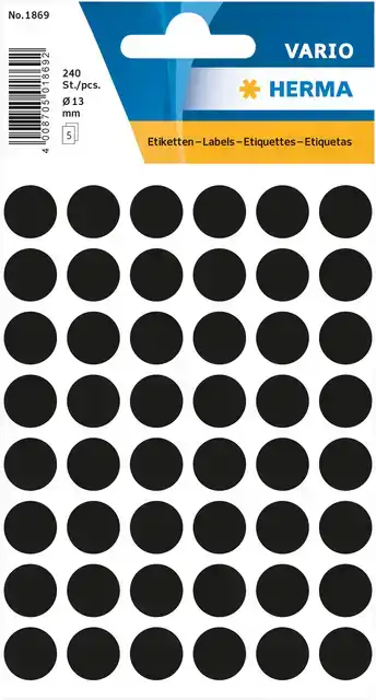 ETIKET HERMA 1869 ROND 12MM ZWART