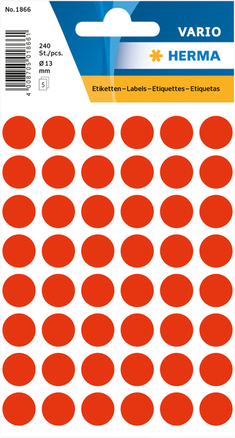 ETIKET HERMA 1866 ROND 12MM FLUOR ROOD