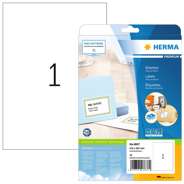 ETIKET HERMA 8637 210X297MM A4 PREMIUM