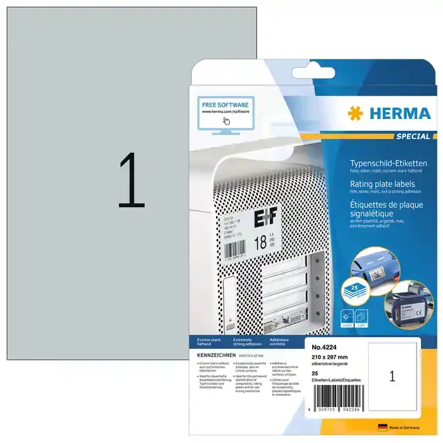 ETIKET HERMA 4224 A4 210X297MM FOLIE ZI