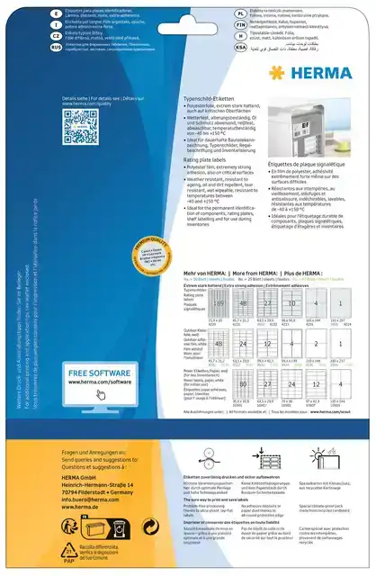 ETIKET HERMA 4224 A4 210X297MM FOLIE ZI