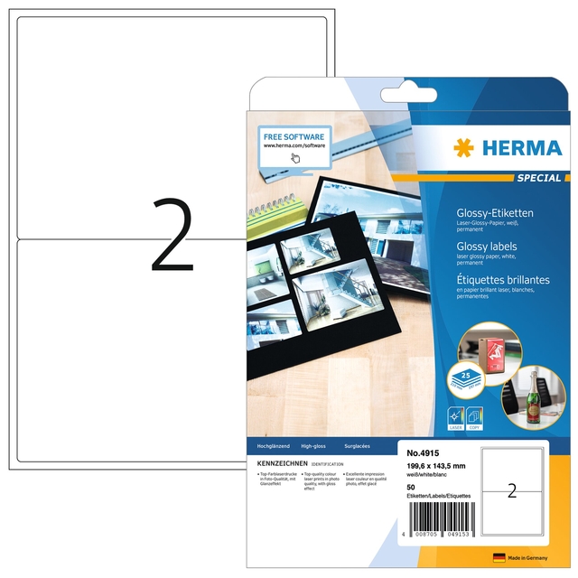 ETIKET HERMA 4915 199.6X143.5MM WIT