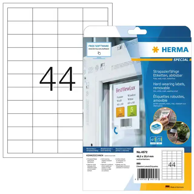 ETIKET HERMA 4572 48.3X25.4MM FOLIE WIT
