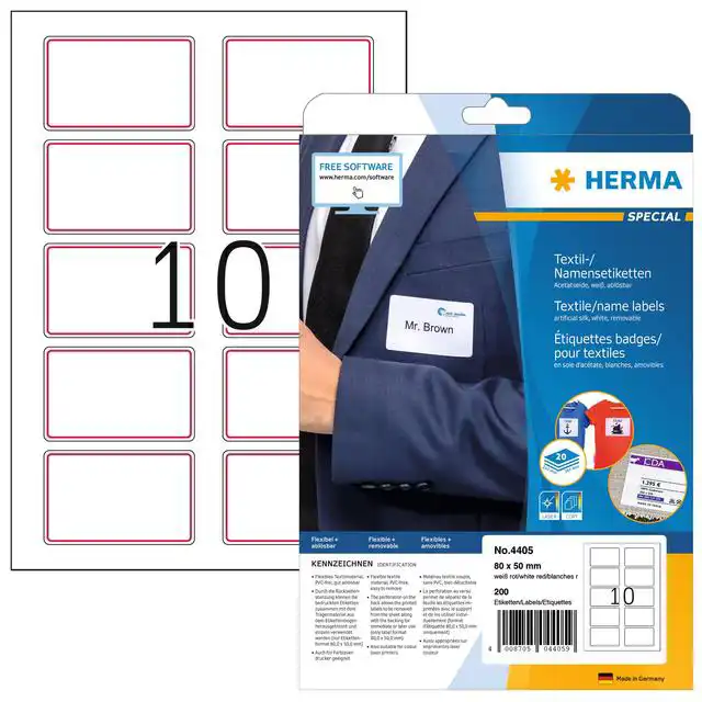 NAAMBADGE ETIKET HERMA 4405 80X50MM WIT