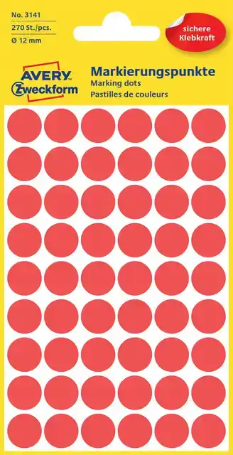 ETIKET AZ 3141 ROND 12MM ROOD 270STUKS