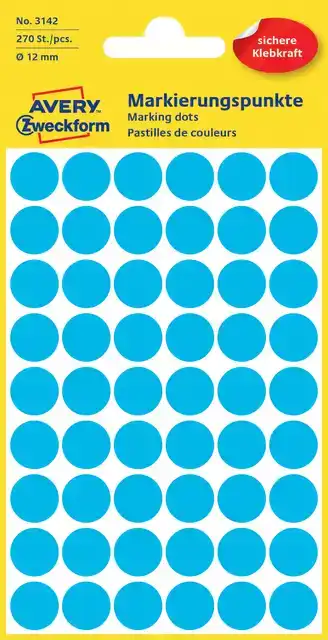 ETIKET AZ 3142 ROND 12MM BLAUW 270STUKS