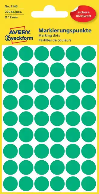 ETIKET AZ 3143 ROND 12MM GROEN 270STUKS