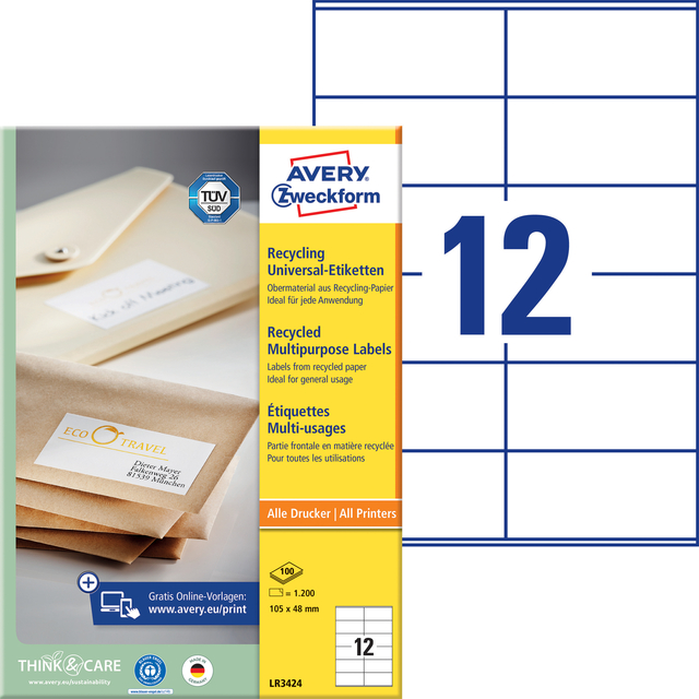 ETIKET AVERY LR3424 105X48MM WIT