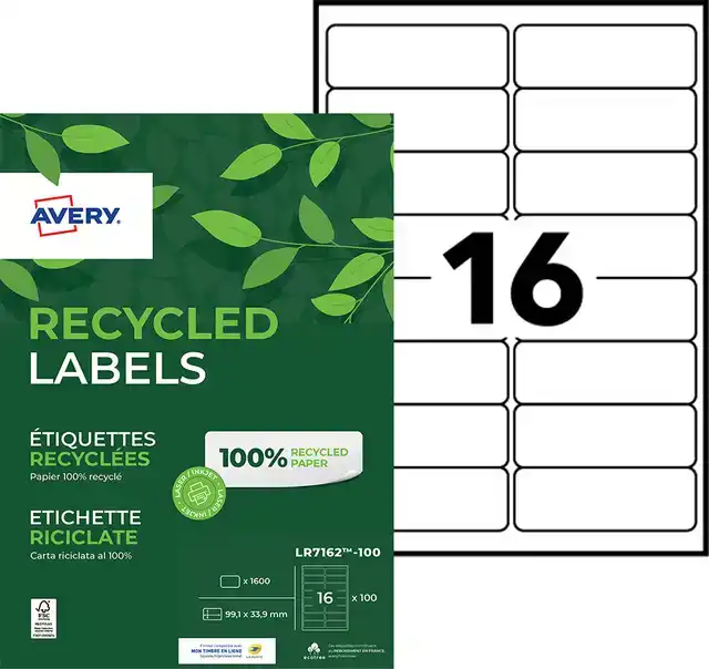 ETIKET AVERY LR7162-100 99.1X33.9MM WIT