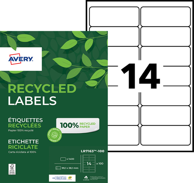 ETIKET AVERY LR7163-100 99.1X38.1MM WIT