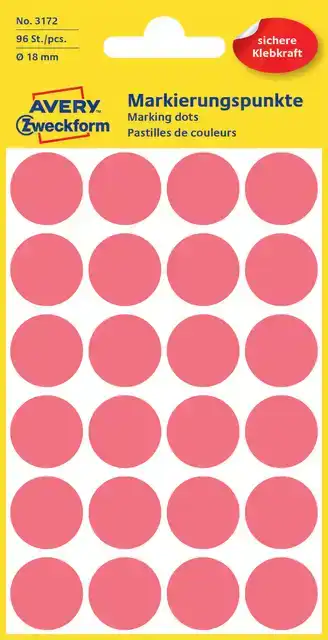 ETIKET AZ 3172 ROND 18MM LICHTROOD