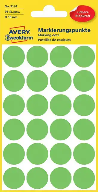 ETIKET AZ 3174 ROND 18MM LICHTGROEN