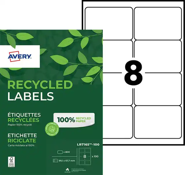 ETIKET AVERY LR7165-100 99.1X67.7MM WIT
