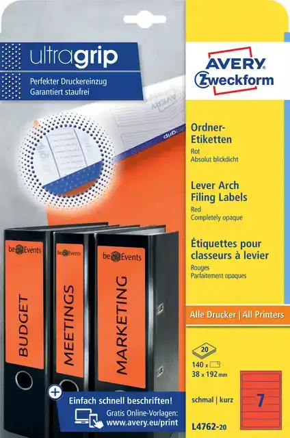 RUGETIKET AVERY SMAL 38X192MM