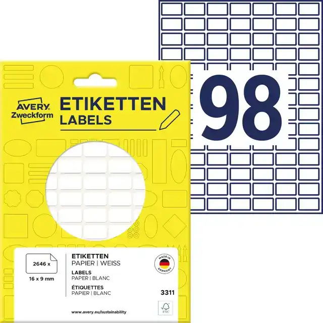 ETIKET AVERY 3311 16X9MM WIT 2646ST