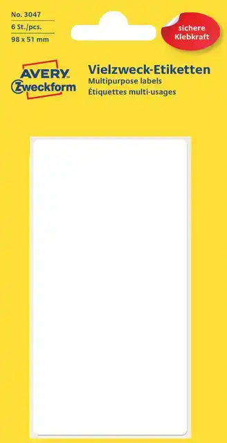 ETIKET AZ 3047 98X51MM WIT 6STUKS